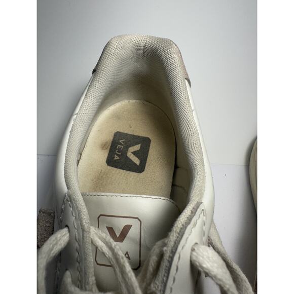 Veja Esplar Women’s Leather Sneakers Size 7 EU 38 White Suede Logo Clean Casual - Picture 7 of 9